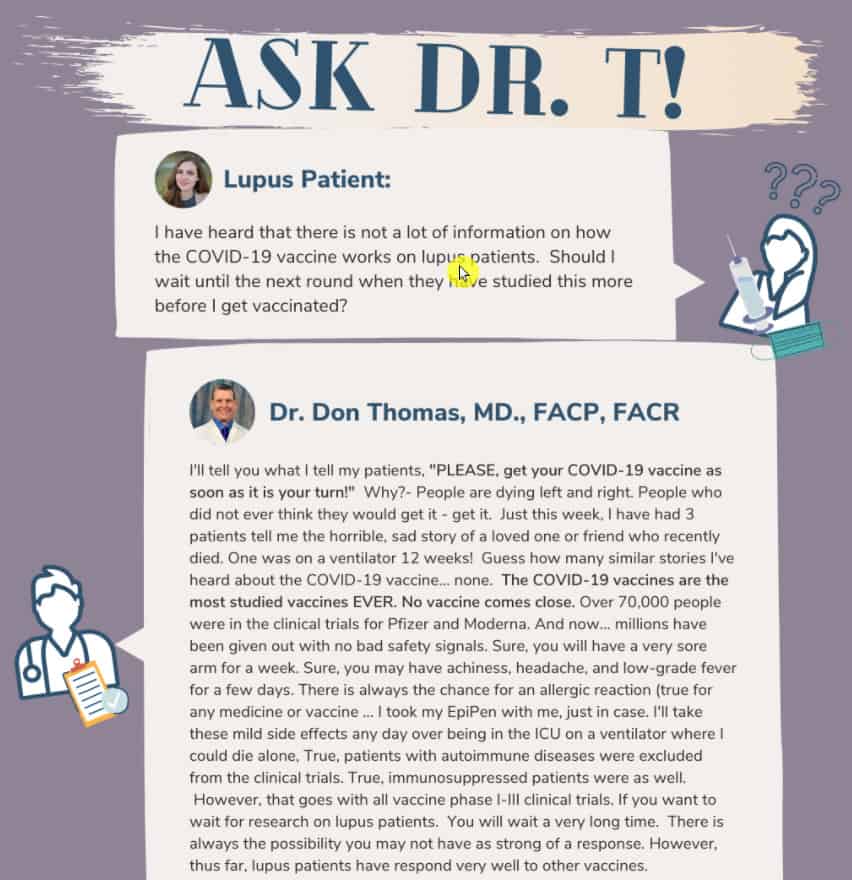 COVID-19 vaccine for lupus patients answer by Dr. Don Thomas