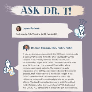 Lupus question should I get a 5th COVID vaccine and Evusheld