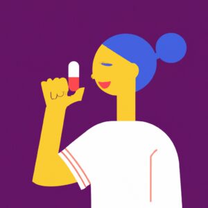 Image of woman taking a pill as a lupus fog treatment